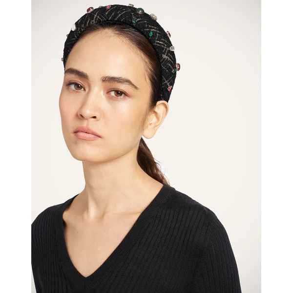 La DoubleJ Medici Headband in Bicolor Black, view 2