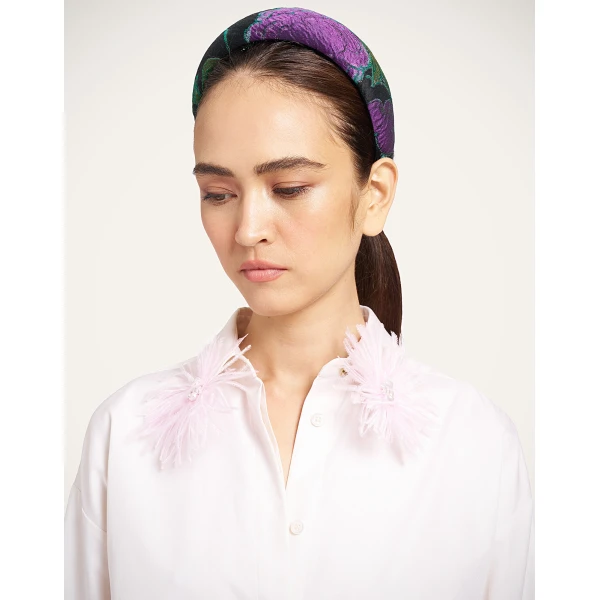 La DoubleJ Medici Headband in Botanical Black, view 3