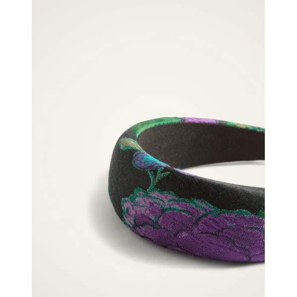 La DoubleJ Medici Headband in Botanical Black, view 5