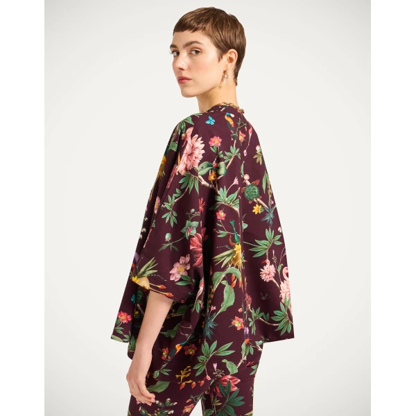 La DoubleJ Meditation Poncho in Zooflora Burgundy | Jackets | Coveti