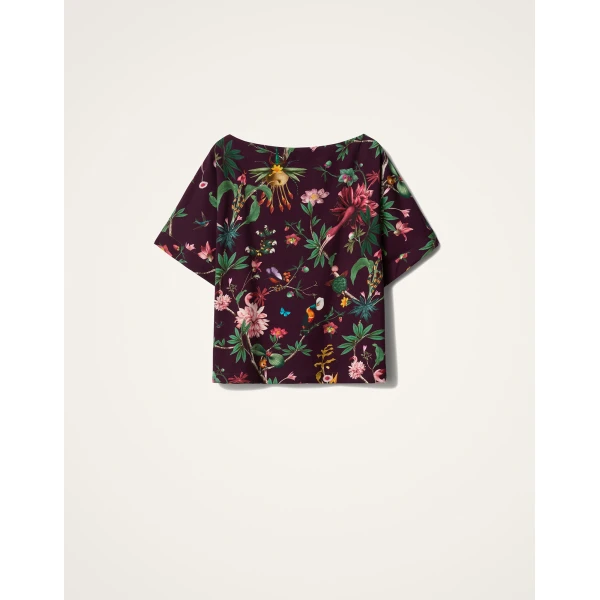 La DoubleJ Meditation Poncho in Zooflora Burgundy | Jackets | Coveti