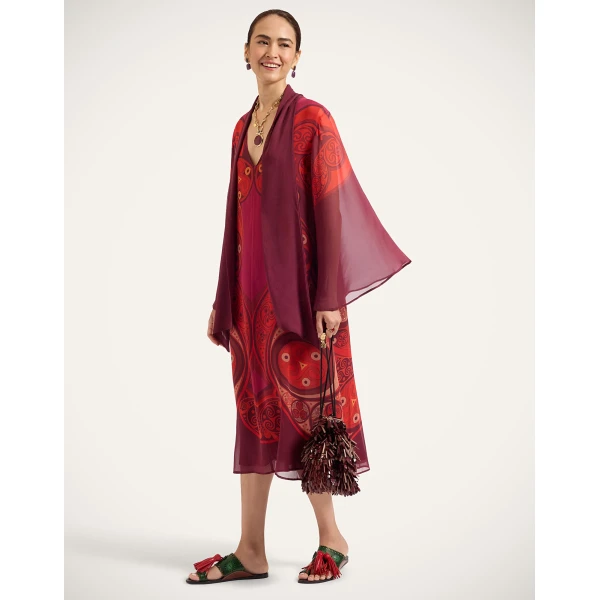 La DoubleJ Midi Magnifico Dress in Alchemy Dark Red, view 2