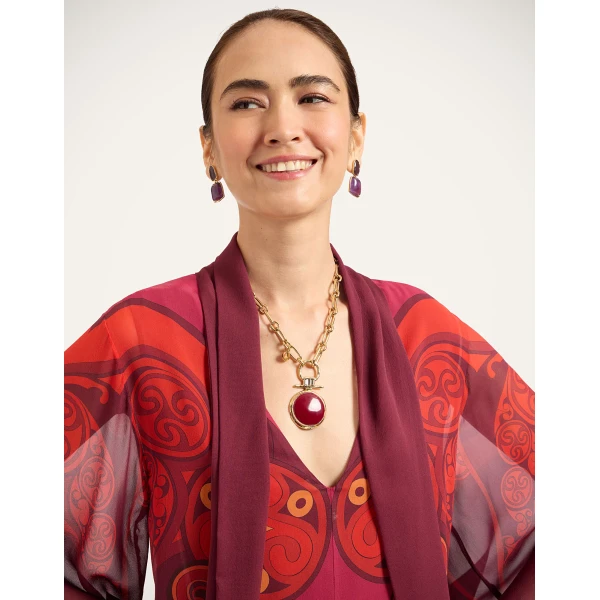 La DoubleJ Midi Magnifico Dress in Alchemy Dark Red, view 4