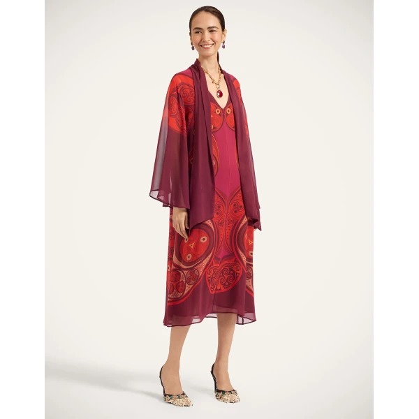 La DoubleJ Midi Magnifico Dress in Alchemy Dark Red, view 5