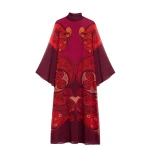 La DoubleJ Midi Magnifico Dress in Alchemy Dark Red at Coveti