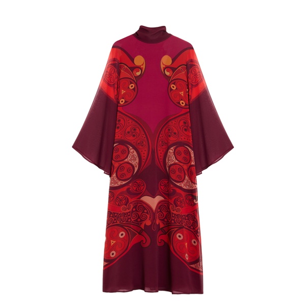 La DoubleJ Midi Magnifico Dress in Alchemy Dark Red at Coveti