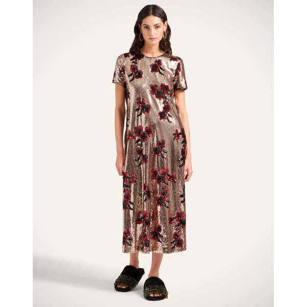 La DoubleJ Midi Swing Dress in Primrose Bronze, view 2