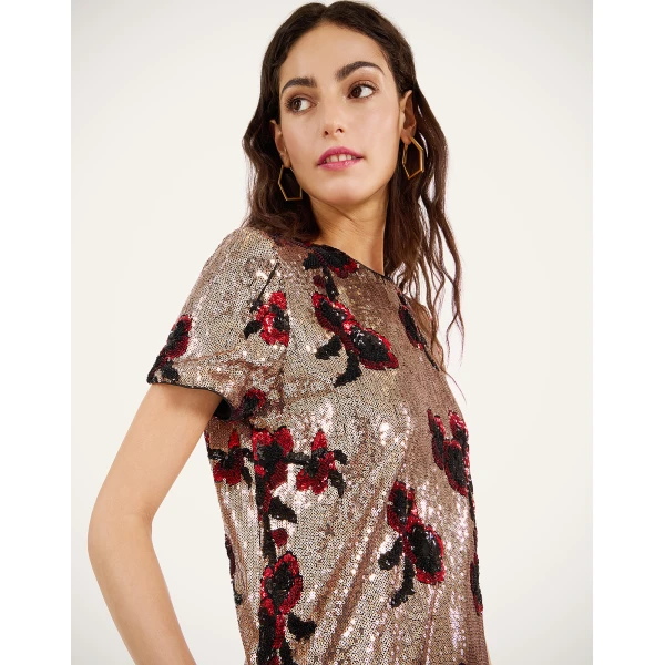 La DoubleJ Midi Swing Dress in Primrose Bronze, view 5
