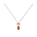 La DoubleJ Mini Bridge Portal Necklace in 24K Gold Plate & Red Jasper | Necklace | Coveti