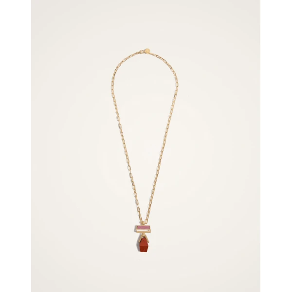 La DoubleJ Mini Bridge Portal Necklace in 24K Gold Plate & Red Jasper | Necklace | Coveti