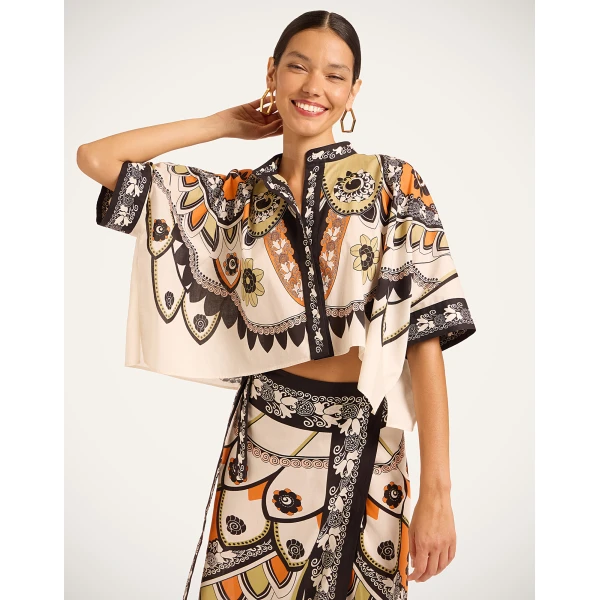 La DoubleJ Mini Foulard Shirt in Plume Ivory | Shirts | Coveti