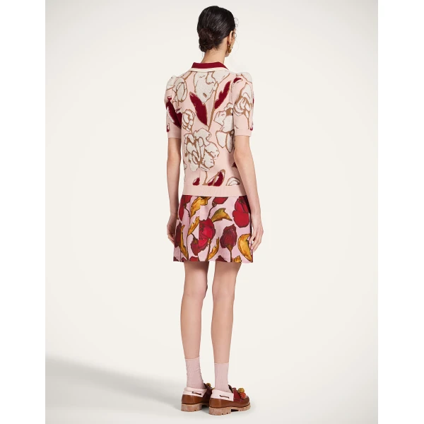 La DoubleJ Mini Foulard Skirt in French Kiss Dusty Pink, view 3