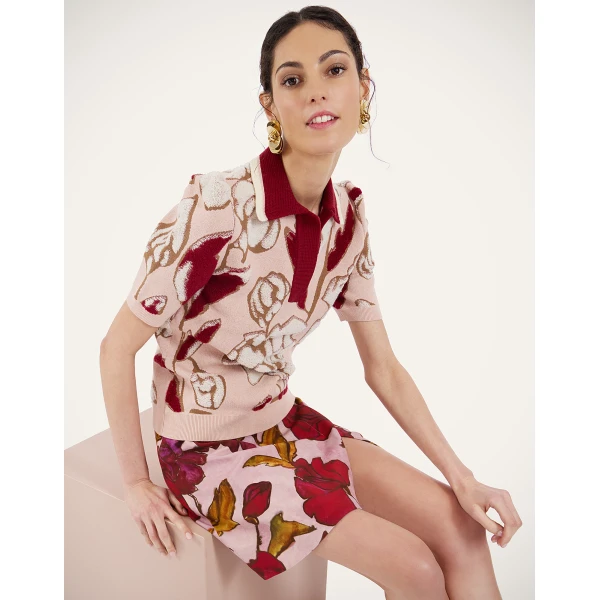 La DoubleJ Mini Foulard Skirt in French Kiss Dusty Pink, view 5