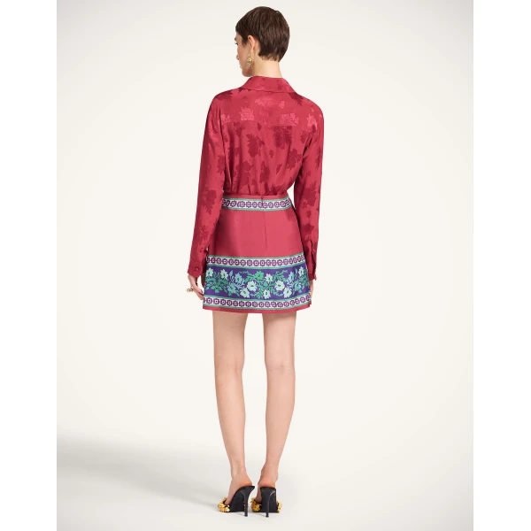 La DoubleJ Mini Foulard Skirt in Regalia Red | Mini Skirts | Coveti