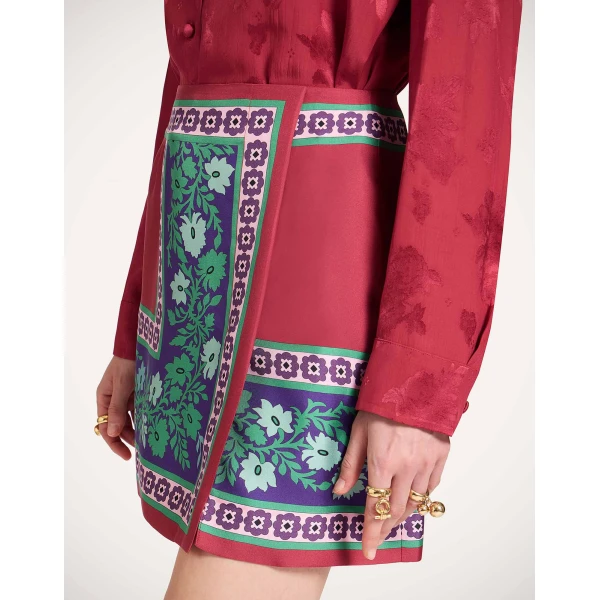 La DoubleJ Mini Foulard Skirt in Regalia Red | Mini Skirts | Coveti