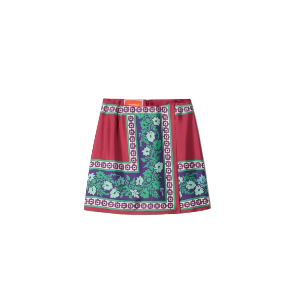 La DoubleJ Mini Foulard Skirt in Regalia Red | Mini Skirts | Coveti