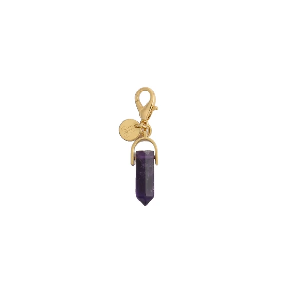 La DoubleJ Mini Pillar Charm in 24K Gold Plate & Amethyst