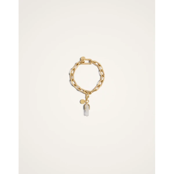 La DoubleJ Mini Pillar Charm in 24K Gold Plate & Clear Quartz, view 4