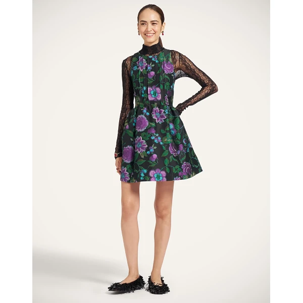 La DoubleJ Mini Pirhouette Dress in Botanical Black at Coveti