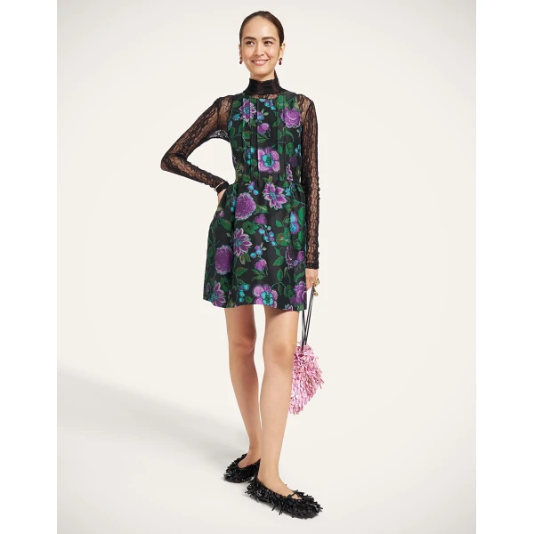 La DoubleJ Mini Pirhouette Dress in Botanical Black at Coveti