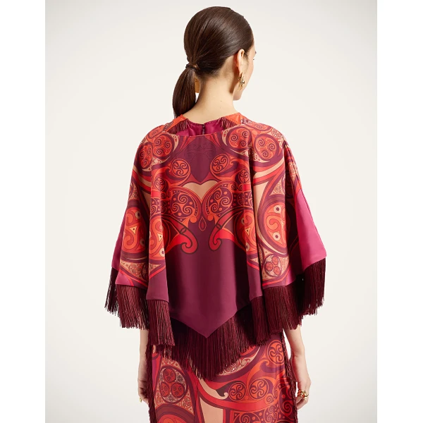 La DoubleJ Mini Poncho in Alchemy Dark Red at Coveti