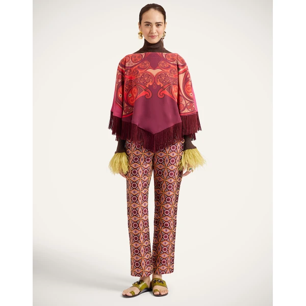 La DoubleJ Mini Poncho in Alchemy Dark Red at Coveti