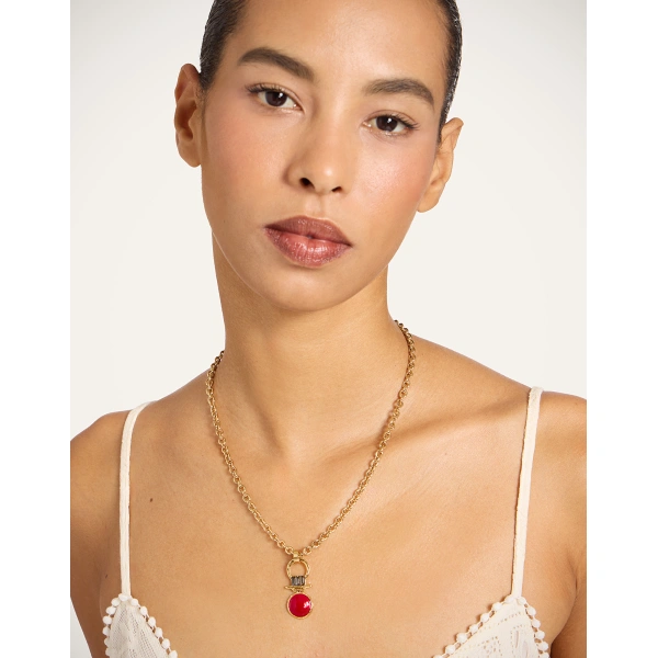 La DoubleJ Mini Shen Loop Necklace in 24K Gold Plate And Enamel | Necklace | Coveti