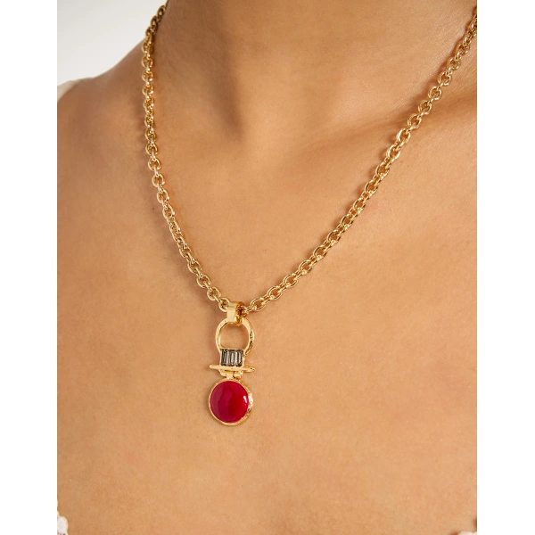 La DoubleJ Mini Shen Loop Necklace in 24K Gold Plate And Enamel | Necklace | Coveti