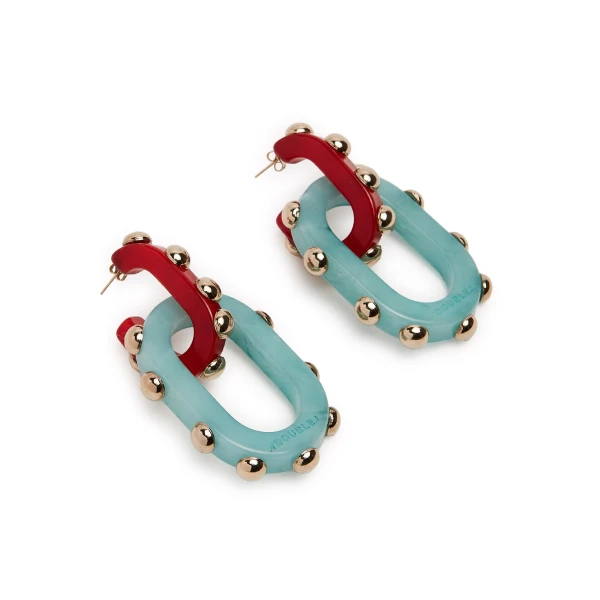 La DoubleJ Nefertiti Double Earrings in Red | Earrings | Coveti