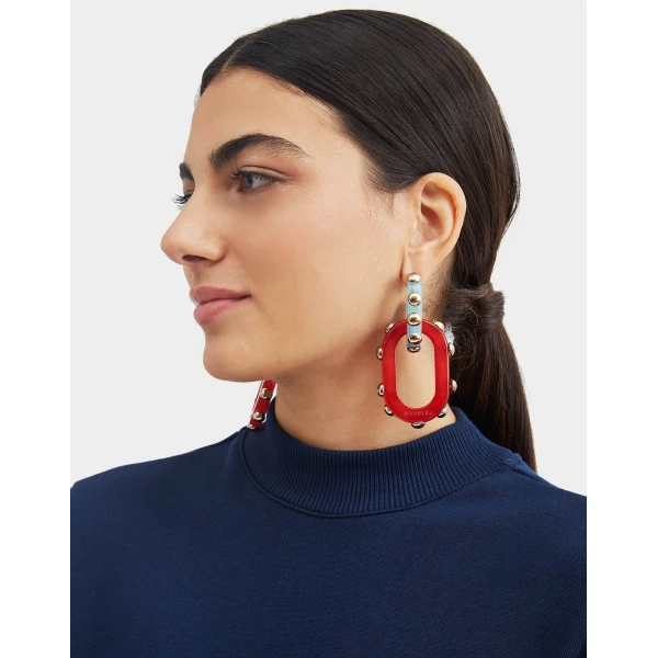 La DoubleJ Nefertiti Double Earrings in Red | Earrings | Coveti