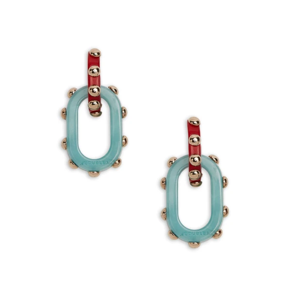 La DoubleJ Nefertiti Double Earrings in Red | Earrings | Coveti
