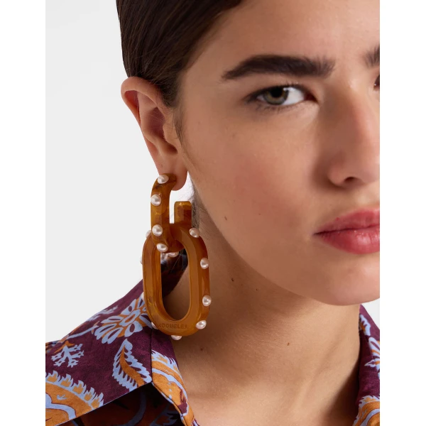 La DoubleJ Nefertiti Double Earrings in Rust | Earrings | Coveti