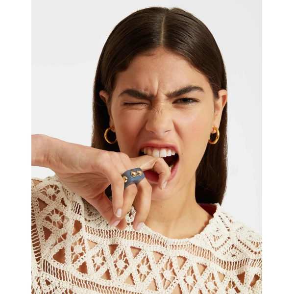 La DoubleJ Nefertiti Ring in Teal | Rings | Coveti