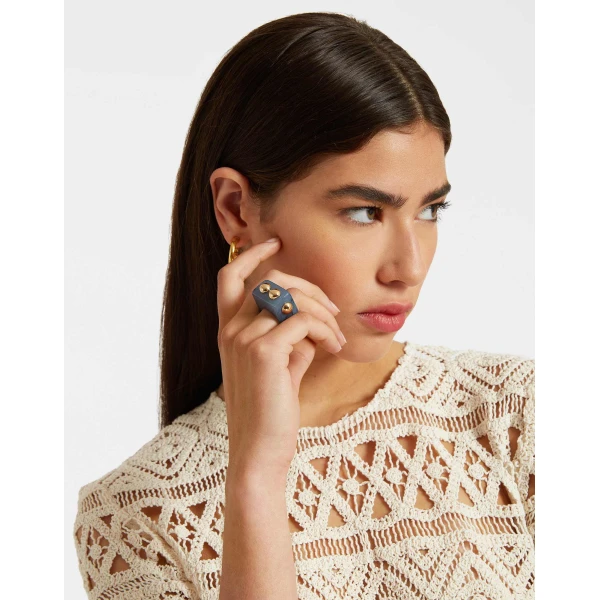 La DoubleJ Nefertiti Ring in Teal | Rings | Coveti