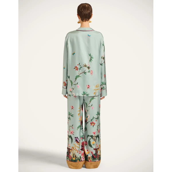 La DoubleJ Pajama Pants in Zooflora Light Blue, view 3