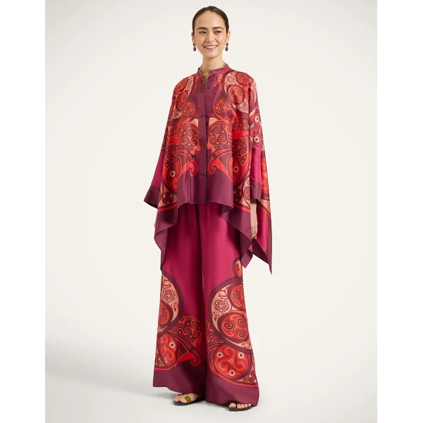 La DoubleJ Palazzo Pants in Alchemy Dark Red, view 4