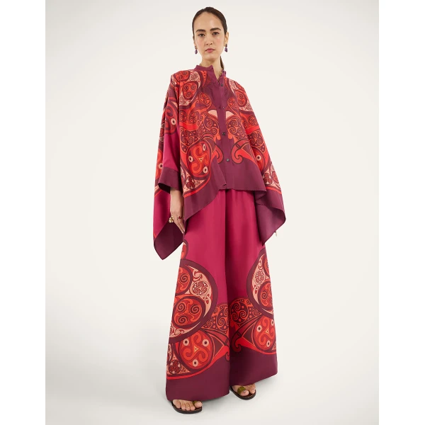 La DoubleJ Palazzo Pants in Alchemy Dark Red, view 6