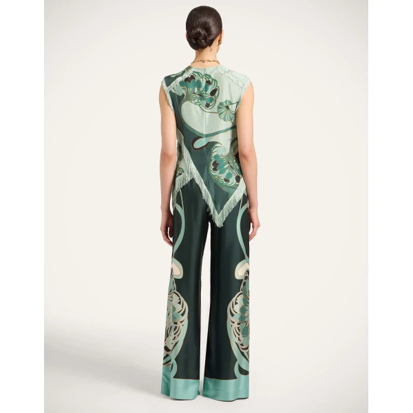 La DoubleJ Palazzo Pants in Blooming Tulip Dark Green, view 3