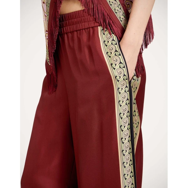 La DoubleJ Palazzo Pants in Kells Swirl Burgundy at Coveti
