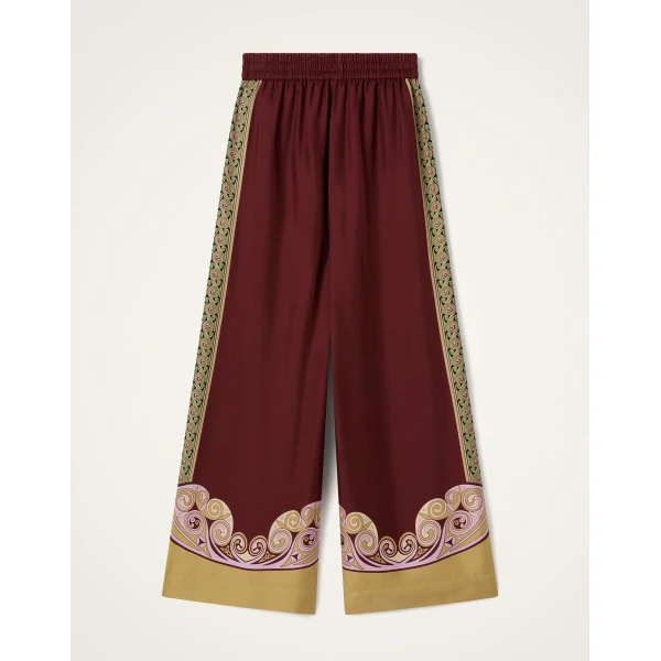 La DoubleJ Palazzo Pants in Kells Swirl Burgundy at Coveti