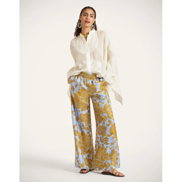 La DoubleJ Palazzo Pants in Tangle Light Blue at Coveti