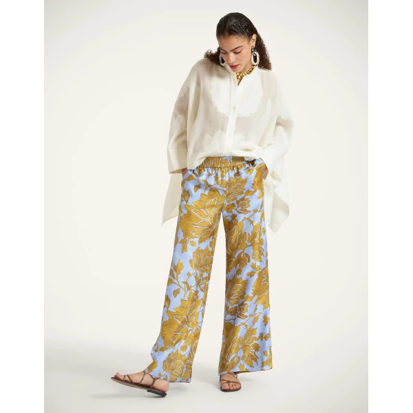 La DoubleJ Palazzo Pants in Tangle Light Blue at Coveti