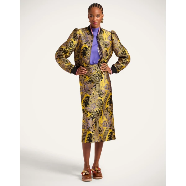 La DoubleJ Pencil Skirt in Atlantis Yellow, view 2