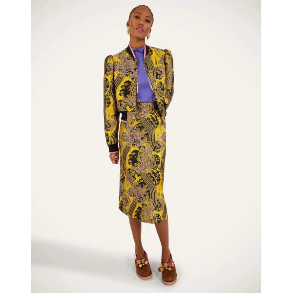 La DoubleJ Pencil Skirt in Atlantis Yellow, view 4