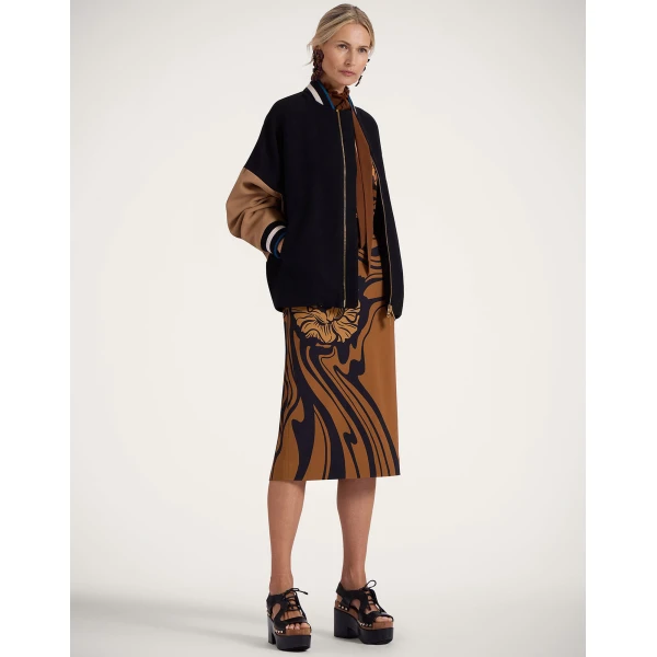 La DoubleJ Pencil Skirt in Big Blooms Brown, view 2