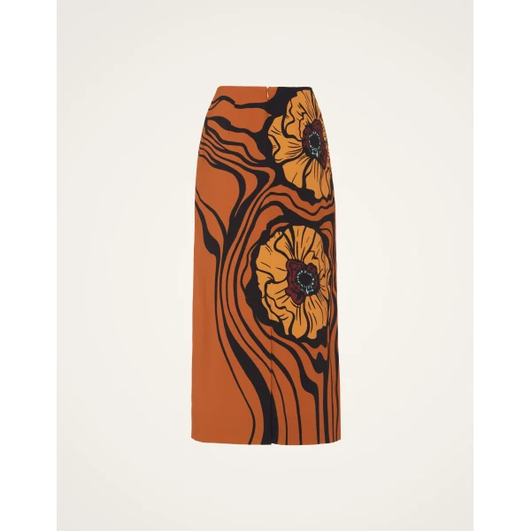 La DoubleJ Pencil Skirt in Big Blooms Brown, view 6