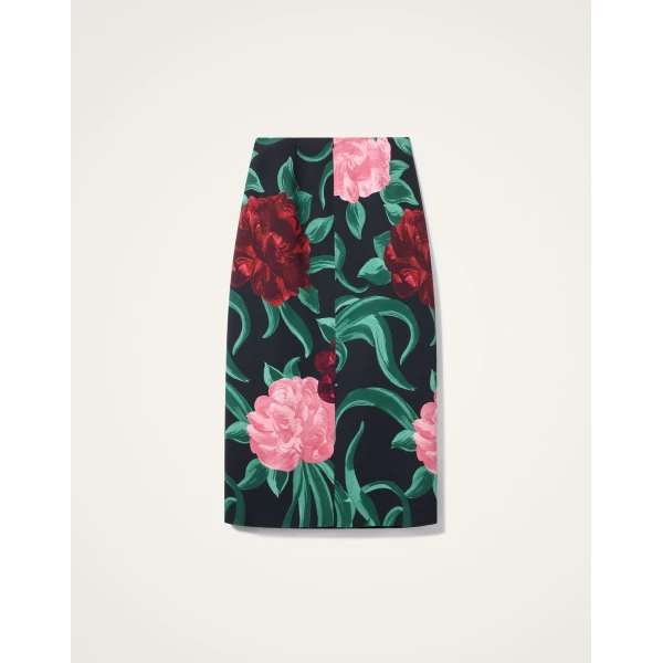 La DoubleJ Pencil Skirt in Peony Black, view 6