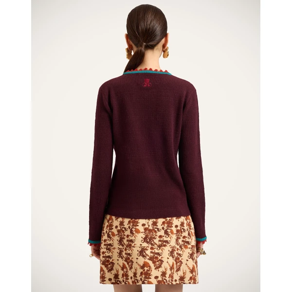 La DoubleJ Picket Crew Neck in Burgundy at Coveti