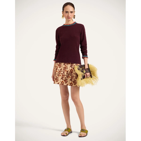 La DoubleJ Picket Crew Neck in Burgundy at Coveti