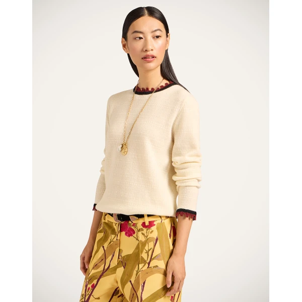 La DoubleJ Picket Crew Neck in Ecru | Sweaters | Coveti